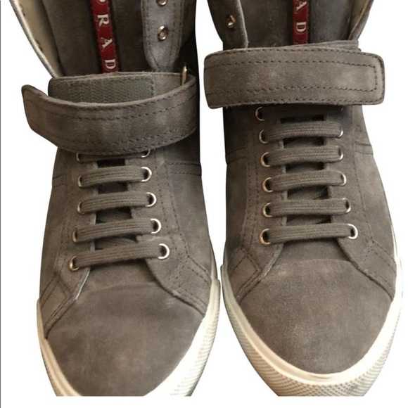 Prada Women’s Grey Suede High Top - Picture 1 of 3